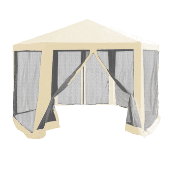 eoshop Hiter zložljiv vrtni paviljon 3,9 x 3,9 x 2,5 m, bež in črn, 6 stranic z zadrgo