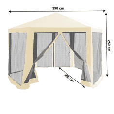 eoshop Hiter zložljiv vrtni paviljon 3,9 x 3,9 x 2,5 m, bež in črn, 6 stranic z zadrgo