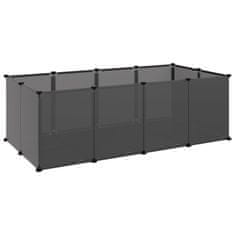 Greatstore Ograda za male živali črna 144x74x46,5 cm PP in jeklo