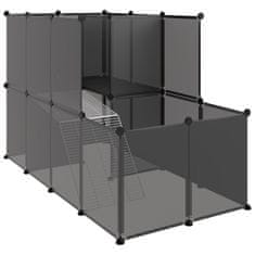 Vidaxl Ograda za male živali črna 142x74x93 cm PP in jeklo