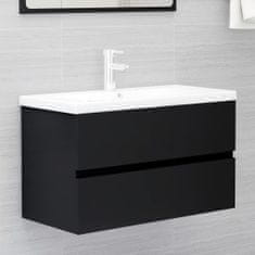 Vidaxl Komplet kopalniškega pohištva črne barve iverna plošča