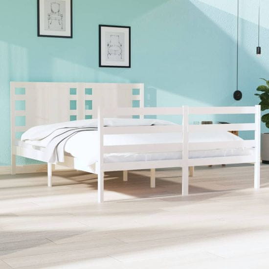 Vidaxl Posteljni okvir bel iz trdne borovine 140x200 cm