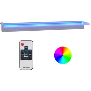 Vidaxl Slap za bazen z RGB LED lučmi nerjaveče jeklo 90 cm