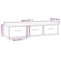 Vidaxl Stenska omarica siva sonoma 88x26x18,5 cm konstruiran les