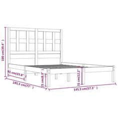 Vidaxl Posteljni okvir iz trdne borovine 140x190 cm