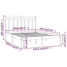 Vidaxl Posteljni okvir iz trdnega lesa 140x190 cm