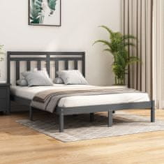 Greatstore Okvir za posteljo, siv, masivni les, 140x190 cm