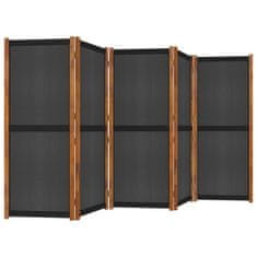 Vidaxl Paravan 5-delni črn 350x180 cm