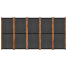 Vidaxl Paravan 5-delni črn 350x180 cm