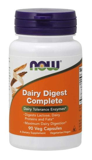 NOW Foods Dairy Digest Complete, mlečni encimi za laktozno intoleranco, 90 zeliščnih kapsul