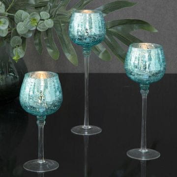 Eurofirany Stekleni dekorativni svečnik Verre5 (Fi) 9X25 cm Bela