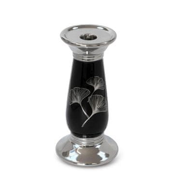 Eurofirany Dekorativni svečnik Ginko4 (02) 10X10X21 cm Črna