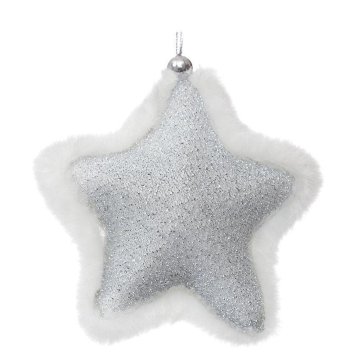 Eurofirany Božična dekoracija Star78 Dolžina 8 cm, širina 3 cm, višina 8 cm Srebrna
