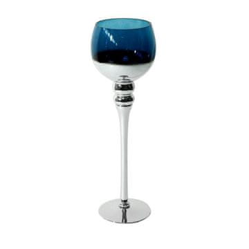 Eurofirany Stekleni dekorativni svečnik Cloe (Fi) 12X40 cm Bela