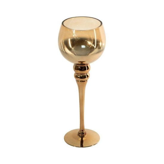 Eurofirany Stekleni dekorativni svečnik Cloe (Fi) 12X35 cm Zlata