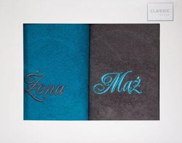 Eurofirany Komplet brisač za moža in ženo 2 kosa. 50X90 cm Pepel bela