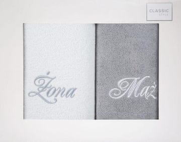 Eurofirany Komplet brisač za moža in ženo 2 kosa. 70X140 cm bela