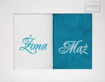 Eurofirany Komplet brisač za moža in ženo 2 kosa. 50X90 cm bela