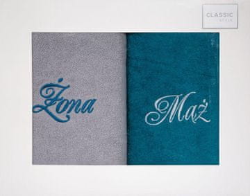 Eurofirany Komplet brisač za moža in ženo 2 kosa. 70X140 cm Pepel