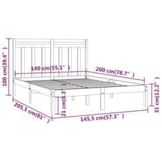 Vidaxl Posteljni okvir iz trdnega lesa 140x200 cm