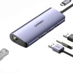Ugreen CM252 HUB adapter USB-C - 3x USB / RJ45 / micro USB, siva