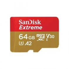 SanDisk Extreme microSDXC spominska kartica + SD adapter, 64 GB - odprta embalaža