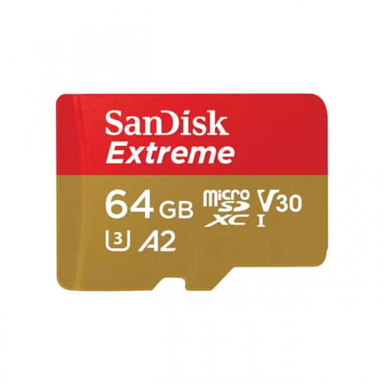 SanDisk Extreme microSDXC spominska kartica + SD adapter, 64 GB