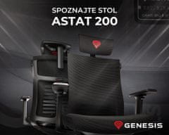 Genesis Astat 200 gaming/pisarniški stol, nastavljiva višina/naklon, črn