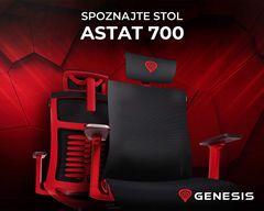Genesis Astat 700 gaming/pisarniški stol, nastavljiva višina/naklon, črno-rdeč