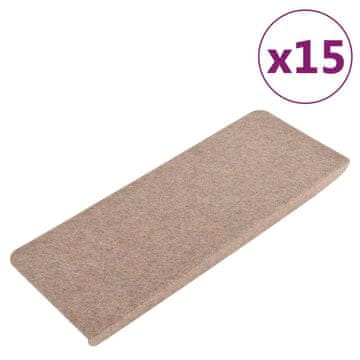 Vidaxl Samolepilne preproge za stopnice 15 kosov 65x24,5x3,5 cm bež