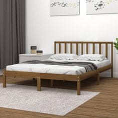 Vidaxl Posteljni okvir medeno rjav iz trdne borovine 135x190 cm 4FT6