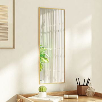 Vidaxl vidaXL Vratno ogledalo, zlato, 30x80 cm, steklo in aluminij