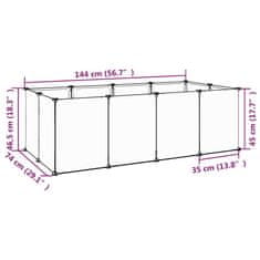 Greatstore Ograda za male živali črna 144x74x46,5 cm PP in jeklo