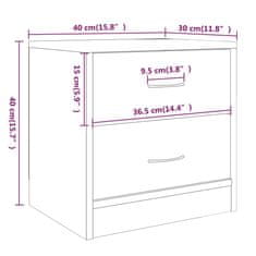 Vidaxl Nočna omarica 2 kosa rjavi hrast 40x30x40 cm konstruiran les