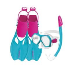 Speedo Leisure Junior otroški potapljaški komplet, s plavutkami, XL, modro-roza