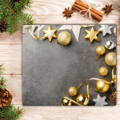 tulup.si Steklena podloga za rezanje Zlati božični božični kroglice 60x52 cm