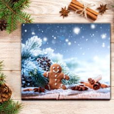 tulup.si Steklena podloga za rezanje Božič Gingerbread Snow Božično drevo 60x52 cm
