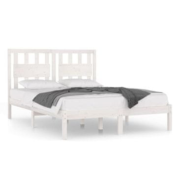 Vidaxl Posteljni okvir bel iz trdne borovine 140x190 cm