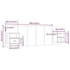 shumee Posteljno vzglavje z omaricami sonoma hrast konstruiran les
