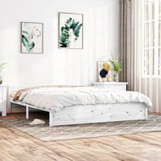 Vidaxl Posteljni okvir bel iz trdnega lesa 200x200 cm