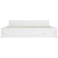 Vidaxl Posteljni okvir bel iz trdnega lesa 200x200 cm
