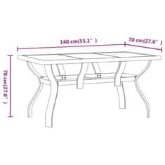 Vidaxl Vrtna miza črna 140x70x70 cm jeklo in steklo