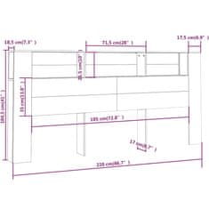 Vidaxl Vzglavna omarica siva sonoma 220x18,5x104,5 cm