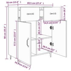 Vidaxl Komoda dimljeni hrast 69,5x34x90 cm inženirski les