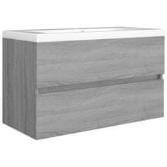 Vidaxl Omarica za umivalnik siva sonoma 80x38,5x45 cm konstruiran les