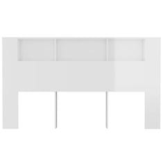Vidaxl Vzglavna omarica visok sijaj bela 180x18,5x104,5 cm