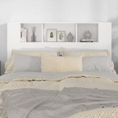 Vidaxl Vzglavna omarica visok sijaj bela 140x18,5x104,5 cm