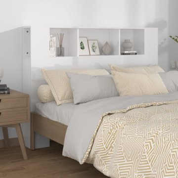 Vidaxl Vzglavna omarica visok sijaj bela 140x18,5x104,5 cm