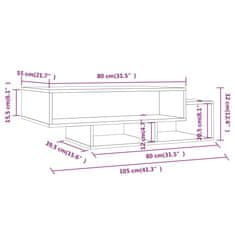 Vidaxl Klubska mizica siva sonoma 105x55x32 cm konstruiran les