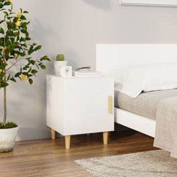 Vidaxl vidaXL Nočna omarica, bela, material na osnovi lesa
